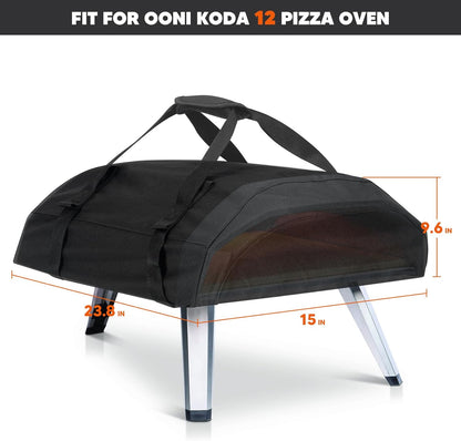 Onlyfire Pizza Oven Cover for Ooni Koda 12, Heavy Duty Waterproof Weather Resistant Dust-Proof Pizza Protective Carry Cover, Black
