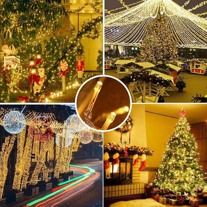 weillsnow 164 FT 500 LED Christmas Lights Outdoor, Waterproof Christmas Fairy Lights with Timer, Plug in Warm White LED String Lights with 8 Modes for Bedroom Wedding Party Xmas Decoration