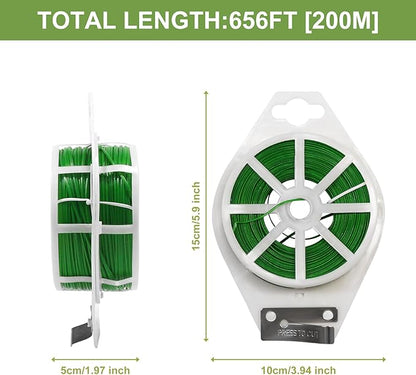 SumDirect Plant Ties,1312FT/400m Green Garden Twist Ties with Cutter for Gardening Plants Growth and Care,Plant Garden Twine Wires for Office Home Cable Organization (1312 Feet / 400 Meters(2 Rolls))