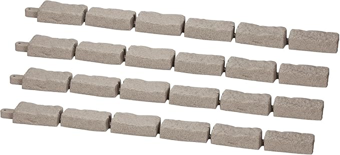 VEVOR Faux Stone Landscape Edging, No Dig Garden Edging Border, Flexible Blocks for Lawn Edging, Flower Beds, Driveway, Yards with 12 Spikes, 4 Pack 24 Bricks 16FT Kit, 46.5" Lx 3.7" W x 2.2" H, Beige