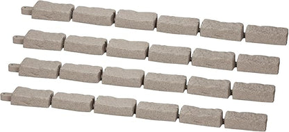 VEVOR Faux Stone Landscape Edging, No Dig Garden Edging Border, Flexible Blocks for Lawn Edging, Flower Beds, Driveway, Yards with 12 Spikes, 4 Pack 24 Bricks 16FT Kit, 46.5" Lx 3.7" W x 2.2" H, Beige