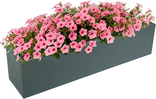 Metal Railing Planter Box, 30 Inch Balcony Planters with Adjustable Brackets, Large Hanging Planters for Outdoor Fence Deck
