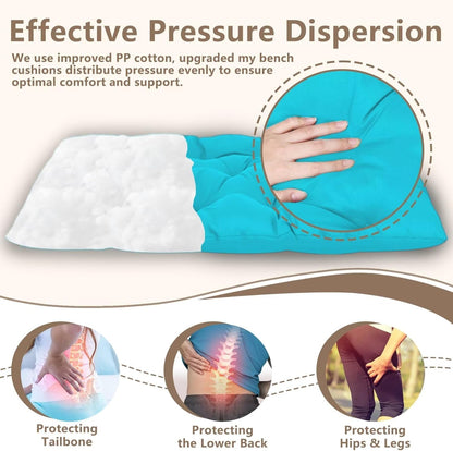 Waterproof Indoor/Outdoor Garden Bench Seat Cushions,Thicken Patio Bench Soft Rocking Chairs Pad Lounger Seat for Wicker Loveseat Settee（59 X 19.6 in，Turquoise