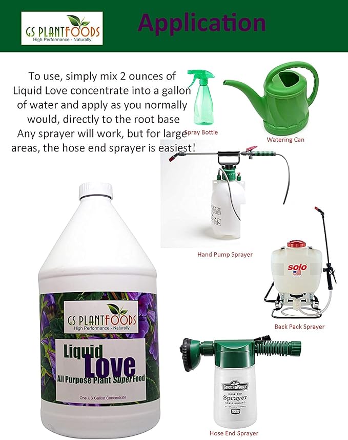 Liquid Love Plant Food by GS Plant Foods- All Purpose Plant Fertilizer (1 Gallon) - Liquid Fertilizer for Herb Gardens, House Plants, Vegetables, Fruit Trees, Lawns & Shrubs