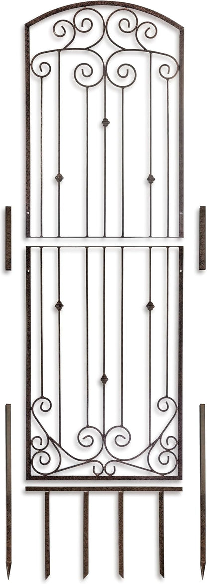 H Potter Premium 8-Foot Iron Garden Trellis - Heavy Duty Plant Support for Climbing Vines & Privacy Screen