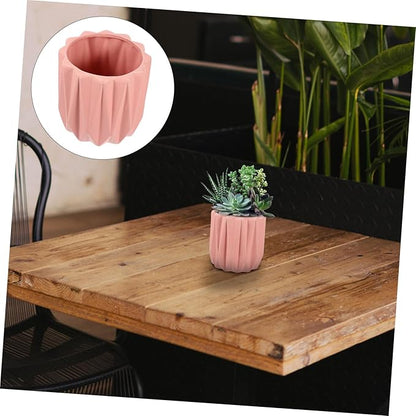 Modern Geometric Ceramic Planter Pot Minimalist Desktop Flower Container for Bonsai and Indoor Tabletop Decoration Large Pink Artistic Plant Holder for Home and Office