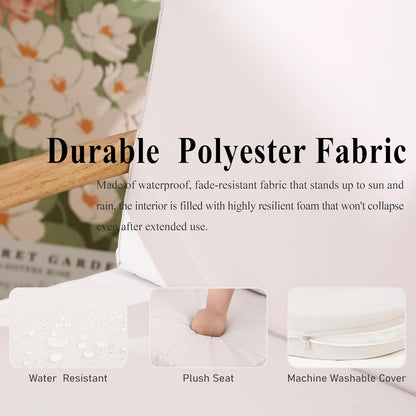 Outdoor Chair Cushions Set of 2, Waterproof Foam Patio Seat Cushions with Ties for Garden Sofa & Dining Furniture, 3-Year Color Fastness, 18x18x3 Inch, Green