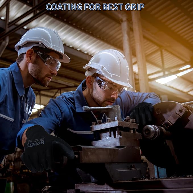 Latex Rubber Hand Coated Work Gloves - Safety Work Gloves - Excellent Grip for Construction Warehouse Garden 12 Pairs