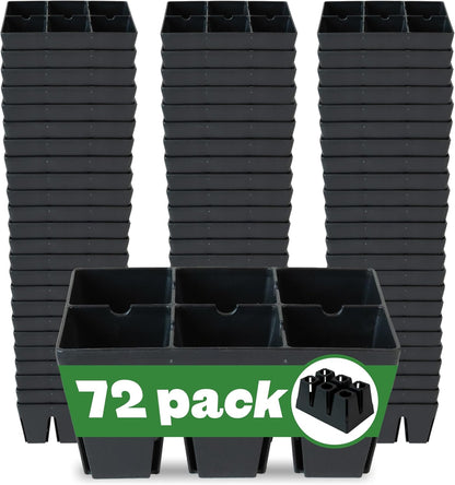 Epic Gardening Reusable Seed Starter Tray - 6 Cell/72 Seedling Starter Trays - Easy Watering, Indoor Greenhouse, Plant Starter, Gardener-Friendly for Seedlings | UV-Treated & BPA-Free - Black