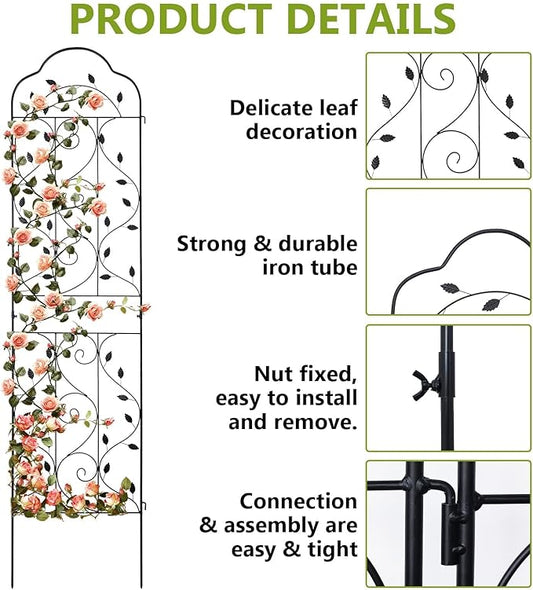 hogardeck 4 Packs 84 * 19 inch Metal Garden Trellis for Climbing Plants Outdoor,Heavy Duty,Black Coating Rustproof Trellis for Rose, Vegetable, Flowers, Expandable,Perfect for Training Climbing Plants
