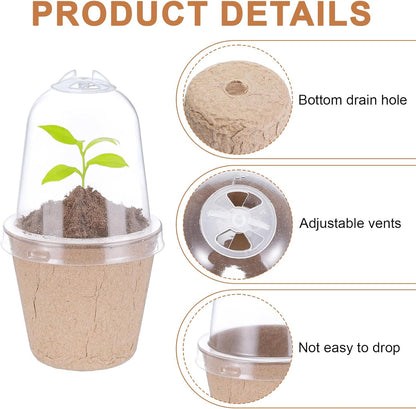 40pcs Biodegradable Seeding Starter Pots for Planting - 2.3" Plant Nursery Pots with Humidity Dome - Peat Pots for Seedlings Garden Vegetable Flower Germination