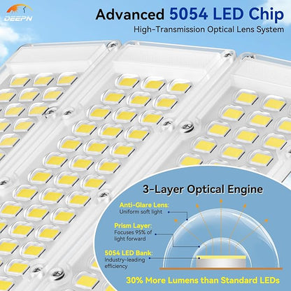 Deepn Solar Lights Outdoor, Solar Street Lights Outdoor 10000W with Motion Sensor IP67 Waterproof Parking Lot Light Commmercial Grade 7000K Brightest LED Security Flood Light for Street, Yard, SZ3000