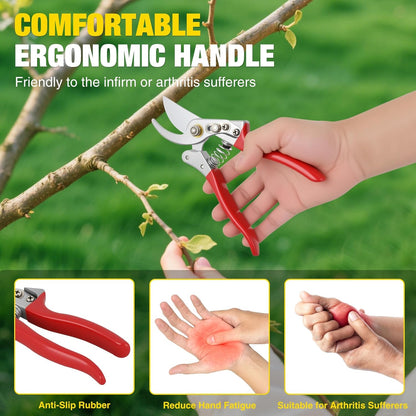 Yesker Pruning Shears Garden Shears 8.6" Professional Bypass Garden Scissors Yard Clippers with Sharp SK5 Steel Blade Heavy Duty Hand Pruners for Branch Flower Plant Trimming Cutting Gardening Tools