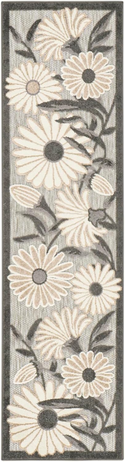 Nourison Home Aloha Outdoor Beige 2'3" x 12' Area Rug, Easy Cleaning, Non Shedding, Bed Room, Living Room, Dining Room, Deck, Backyard, Patio (2x12)