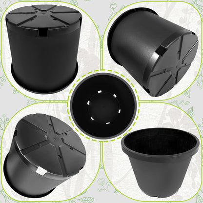 20 Gallon Nursery Pots Plastic Container Injection Molded Pot for Plants Flexible with Drainage Holes Suitable for Plants Soil Growers or Hydroponics Black 10 Pcs