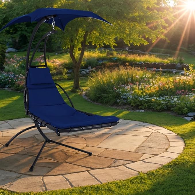 Outdoor Swing Chaise Lounge Replacement Cushion and Canopy,for Patio Furniture Hanging Hammock Chair Pad, Sun Resistant Breathable Waterproof