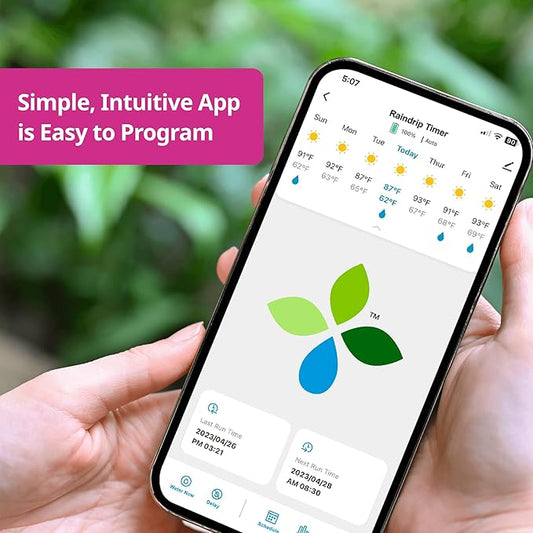 Raindrip R875CT Hose-End Smart Water Sprinkler Timer, Wi-Fi, Wireless Hose Faucet Bibb Timer for Garden, Drip Irrigation System Controller, Free App via 2.4 GHz Gateway Combo,GHT Compatible, Gray