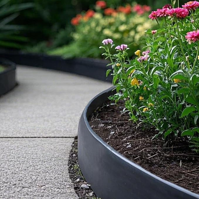 Hugeleaf 26 Feet Landscape Edging with 25pcs Spikes 4.5 Inch Tall Garden Edging for Landscaping, Garden, Flower Beds, Lawn (Black)