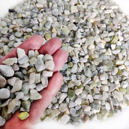 HappyFiller 1.1 LB Natural Decorative Small Jade Gravels Mini River Rocks Soil Cover Pebbles Stones for Succulent Plant,Planter Bonsai,Fairy Garden,Candle Home Decor,Light Green Mix