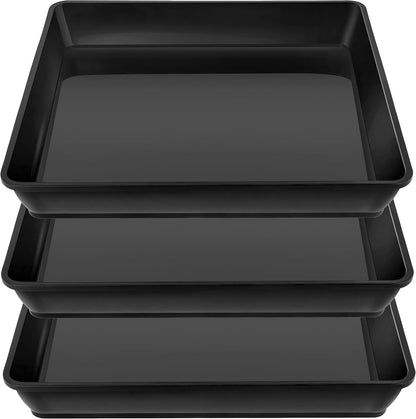 Square Plant Saucer 20 22 Inch 3 Pack, Extra Large Plant Saucer, Deep Plant Trays for Pots, Duty Plastic Plant Water Tray, Planters for Indoors and Outdoors Plants (20 inch Black)