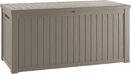 200 Gallon Lockable Resin Deck Box, Waterproof & UV-Resistant Outdoor Storage Box for Outdoor Cushion Storage, Garden Tools & Pool Accessories Storage, Gray