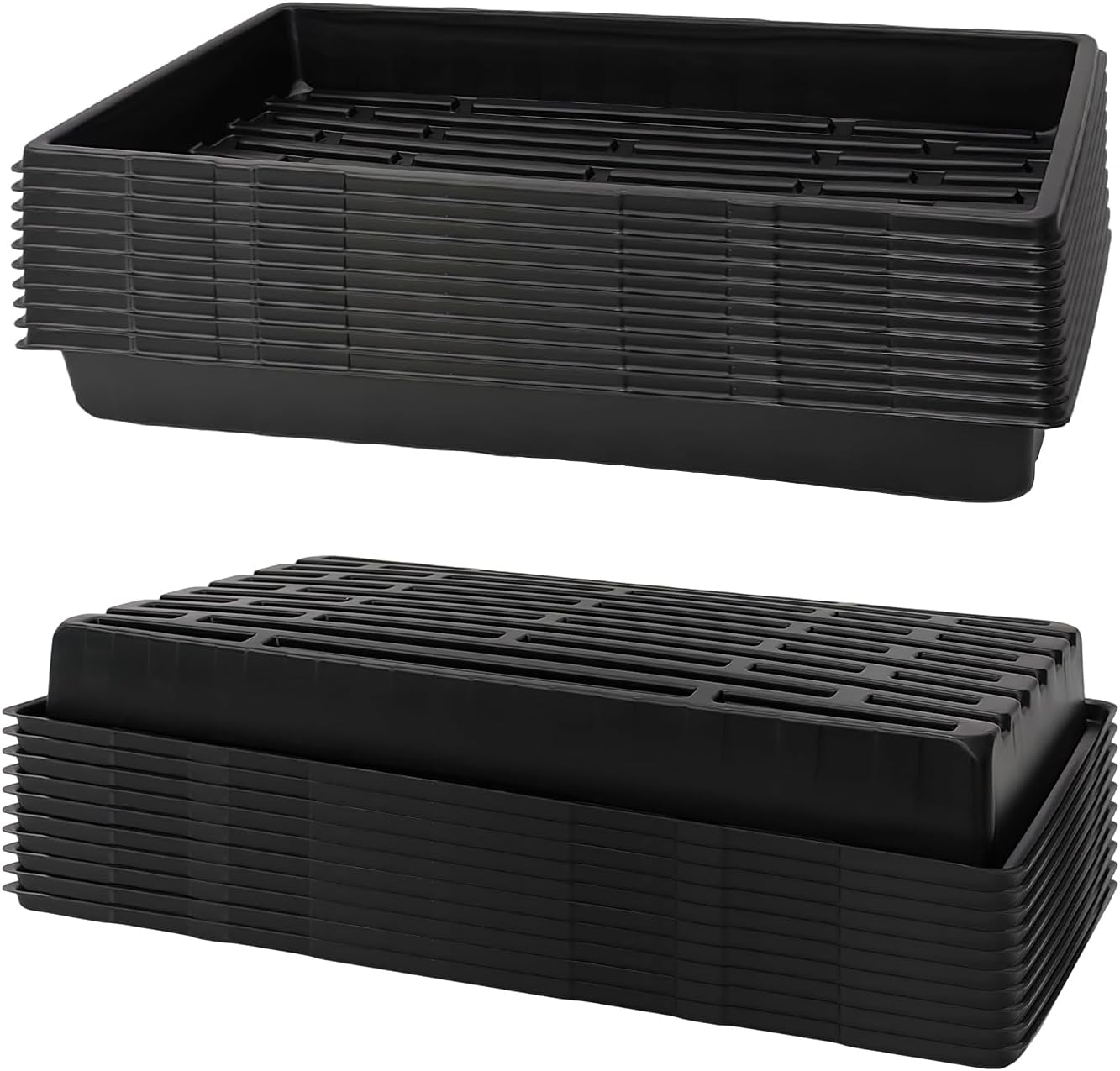 20 Pack 1020 Trays, No Drain Holes, 20" x 10", Extra Thick Heavy Duty Seed Starting Trays -Reusable Propagation Flats for Microgreens, Seedlings, Plant Germination, Fodder and Transplant