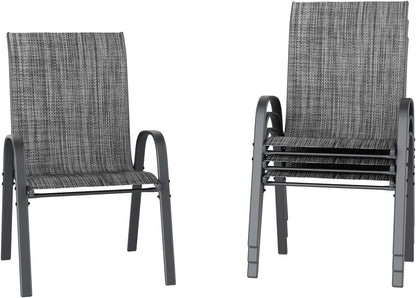 UDPATIO Patio Chairs Set of 4, Stackable Outdoor Dining Chairs with High Back, Breathable Textilene Fabric Outdoor Chair All Weather, 350LBS Capacity for Garden, Backyard (Dark Grey)