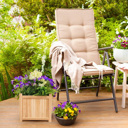 GRAFFY Raised Garden Bed, Folding Wood Planter Box w/Removable Bottom & Drainage, Indoor Outdoor Square Elevated Planter for Flower Herb Vegetable Fruit, Plant Container for Grass Lawn Patio Backyard