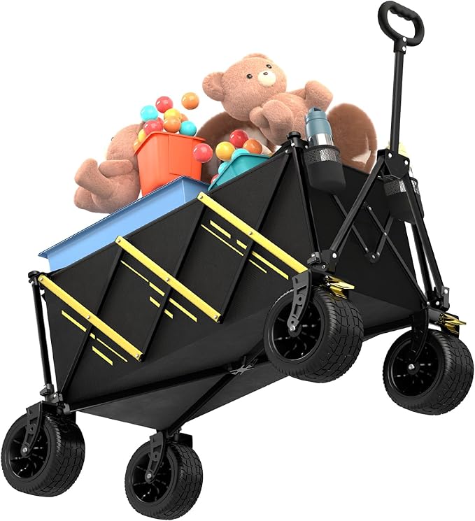 Wagon cart Foldable、Portable cart，Pets carts，with Large All-Terrain Beach Wheels and Drink Holder for Sports, Shopping, Camping
