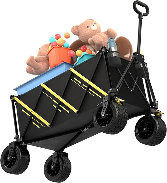 Wagon cart Foldable、Portable cart，Pets carts，with Large All-Terrain Beach Wheels and Drink Holder for Sports, Shopping, Camping