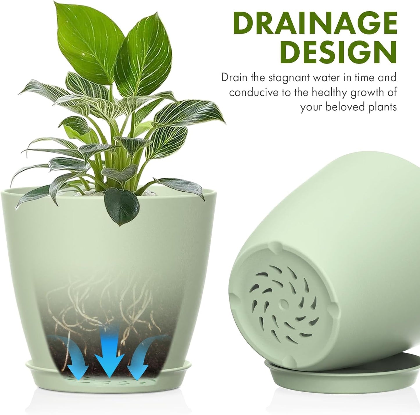 16 Pack 4 Inch Plant Pots with Drainage Holes and Saucers, Pots for Plant Indoor, Plastic Planters for Succulents and Small Plants, Colorful