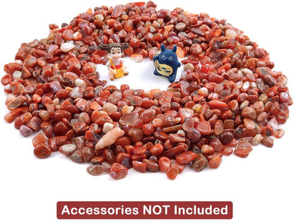 WAYBER Decorative Stones, 2 Lbs/920g (Fill 1.8 Cups) Natural Red Agate Pebbles Irregular Crystal Rock Gravel for Aquarium Turtle Tank Decoration/Succulent Plant Landscape/Flowerpot Vase Ornament