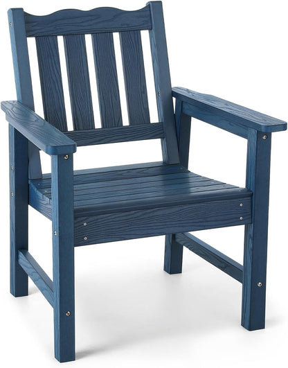 Stoog All-Weather Patio & Garden Chair, Outdoor Dining Chair with Curved Backrest, 400 lbs Support, for Backyard, Garden, Porch, Pool and Deck, Blue