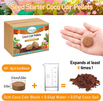 Legigo 50 Pcs 30mm Coco Coir Pellets Seed Starting Soil Mix- Compressed Coconut Coir Pellets Potting Soil Pods for Seedling, Coco Peat Soil Discs for Indoor & Outdoor Plants, Herb Vegetables Flowers