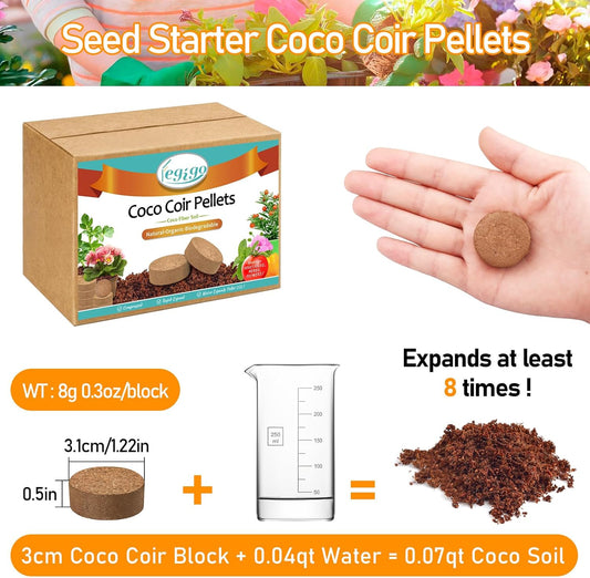 Legigo 50 Pcs 30mm Coco Coir Pellets Seed Starting Soil Mix- Compressed Coconut Coir Pellets Potting Soil Pods for Seedling, Coco Peat Soil Discs for Indoor & Outdoor Plants, Herb Vegetables Flowers