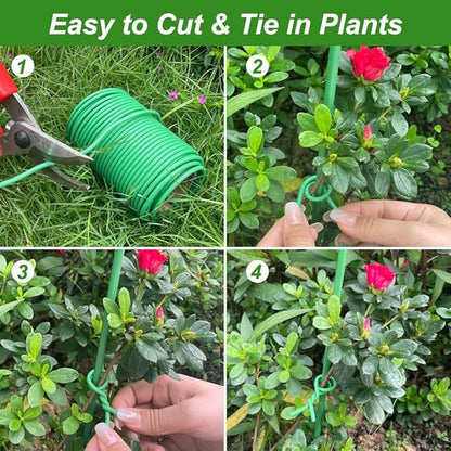 Shintop Plant Ties, 65.6ft Soft Green Garden Wire Flexible Twist Ties for Outdoor Climbing Plants,Tomatoes, Flowers, Roses Plant Support (3.5mm)