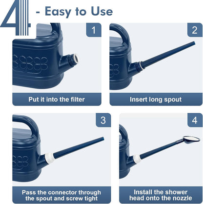 2 Gallon Watering Can for Outdoor Plants, Plant Watering Can with Removable Long Spout and Stainless Steel Sprinkler Head, Large Water Can for Garden Flowers Vegetables