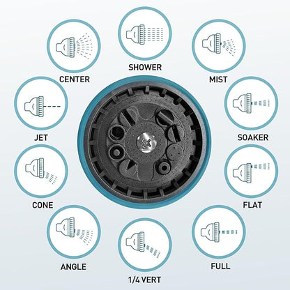 Garden Hose Nozzle, Hose Sprayer Nozzle with 10 Spray Patterns, Thumb Control On Off Valve, High Pressure Metal Water Hose Nozzle for Car Wash, Plants, Pets & Outdoor Cleaning, Blue