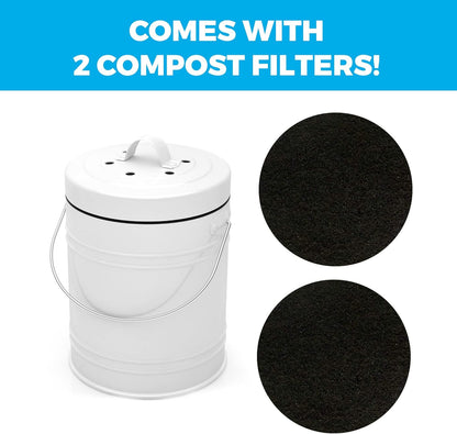 3 Liter Small Indoor Kitchen Compost Bin, Odorless Composting Bin with Carbon Filters, Countertop Compost Bucket with Lid, Metal Kitchen Composter with Plastic Bucket Liner for Food & Waste Recycling