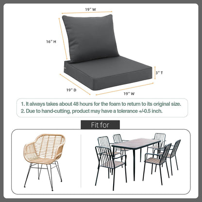 Favoyard Outdoor Seat Cushion Set 19 x 19 Inch Waterproof & Fade Resistant Patio Furniture Cushions with Removable Cover Deep Seat & Back Cushion with Handle and Adjustable Straps for Chair Sofa Couch