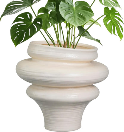 Ceramic Bonsai Planters 11 Inch - Pots for Plants Indoor Outdoor, Plant Pot with Drainage Hole, Decorative Flower Pot for Home Garden Patio Office, Gift for Men Women, White