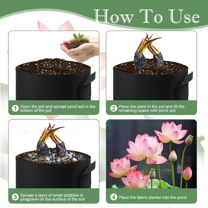 6Pcs Lily Plant Pots for Pond, Aquatic Pond Planter for Pond Durable Breathe Reusable Fabric Plant Bags for Aquatic Plants, Potato, Carrot, Onion, Flower (3 Gallon)