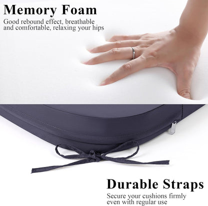 Outdoor Chair Cushions Set of 2, Waterproof Foam Patio Seat Cushions with Ties for Garden Sofa & Dining Furniture, 3-Year Color Fastness, 16x17x2 Inch, Grey