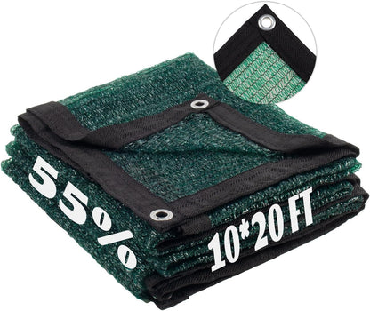 LOVE STORY 10x20FT 55% Green Shade Cloth Sun Shade Net with Grommets Sunblock Net Mesh Tarp for Garden,Plants Cover,Greenhouse and Patio