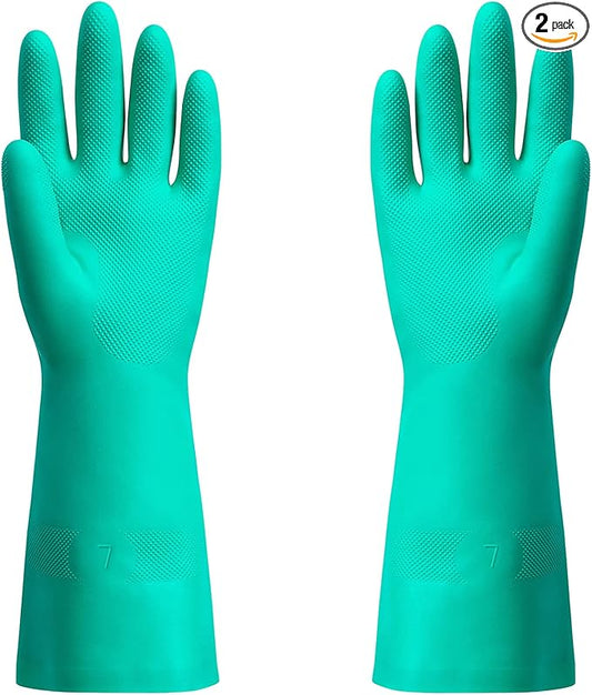 ThxToms Chemical Resistant Nitrile Gloves, Resist Household Acid, Alkali, Solvent and Oil, Latex Rubber Free, 1 Pair Small