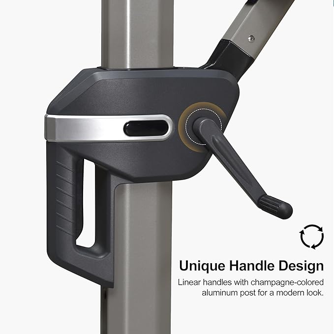 PURPLE LEAF 9' X 9' Patio Umbrella Outdoor Cantilever Umbrella, Aluminum Offset Umbrella with Champagne Frame and 360° Rotation for Pool Deck Garden, Navy Blue