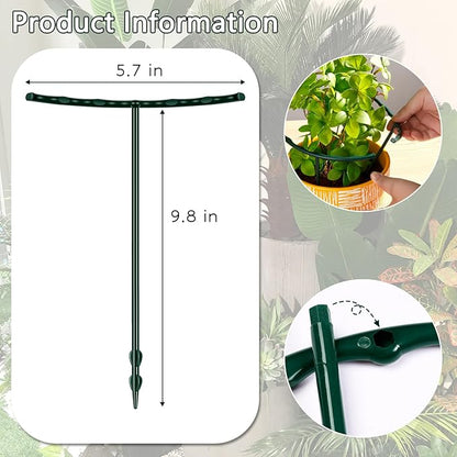 10 Pack Plant Support Plant Stakes Metal Half Round Search Support Ring Small Plastic Cage Holder Short Stem Flower Pot Climbing Trellis for House Flower Vegetable Indoor Leafy(5.7 x 9.8inch)