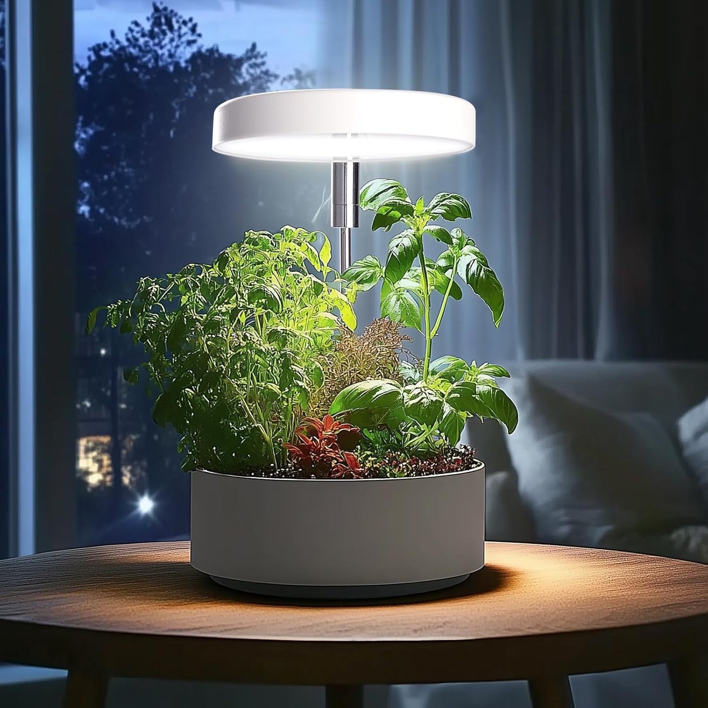 Grow Lights for Indoor Plants Small Potted - Full Spectrum, Auto 3/9/12H Timer, 10-Level Dimming & Adjustable Height - Compact Grow Light for Succulents, Herbs, Foliage in Home/Office (White,1PACK)