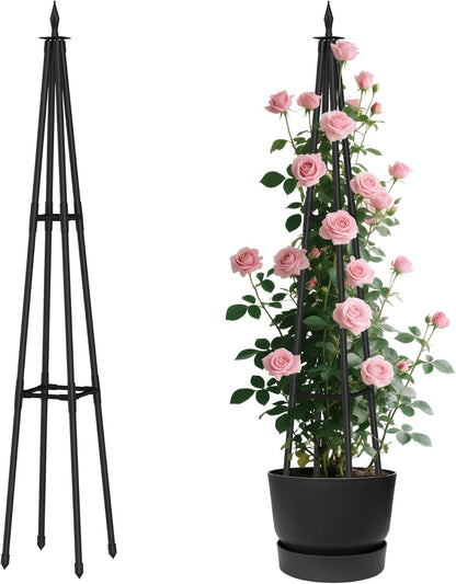 4 Ft obelisk trellis for Climbing Plants outdoor,4 Ft garden trellis with Extra Thickened Plastic-Coated metal pipes, Garden Indoor Potted Plant Support, Climbing Support for Potted Plants