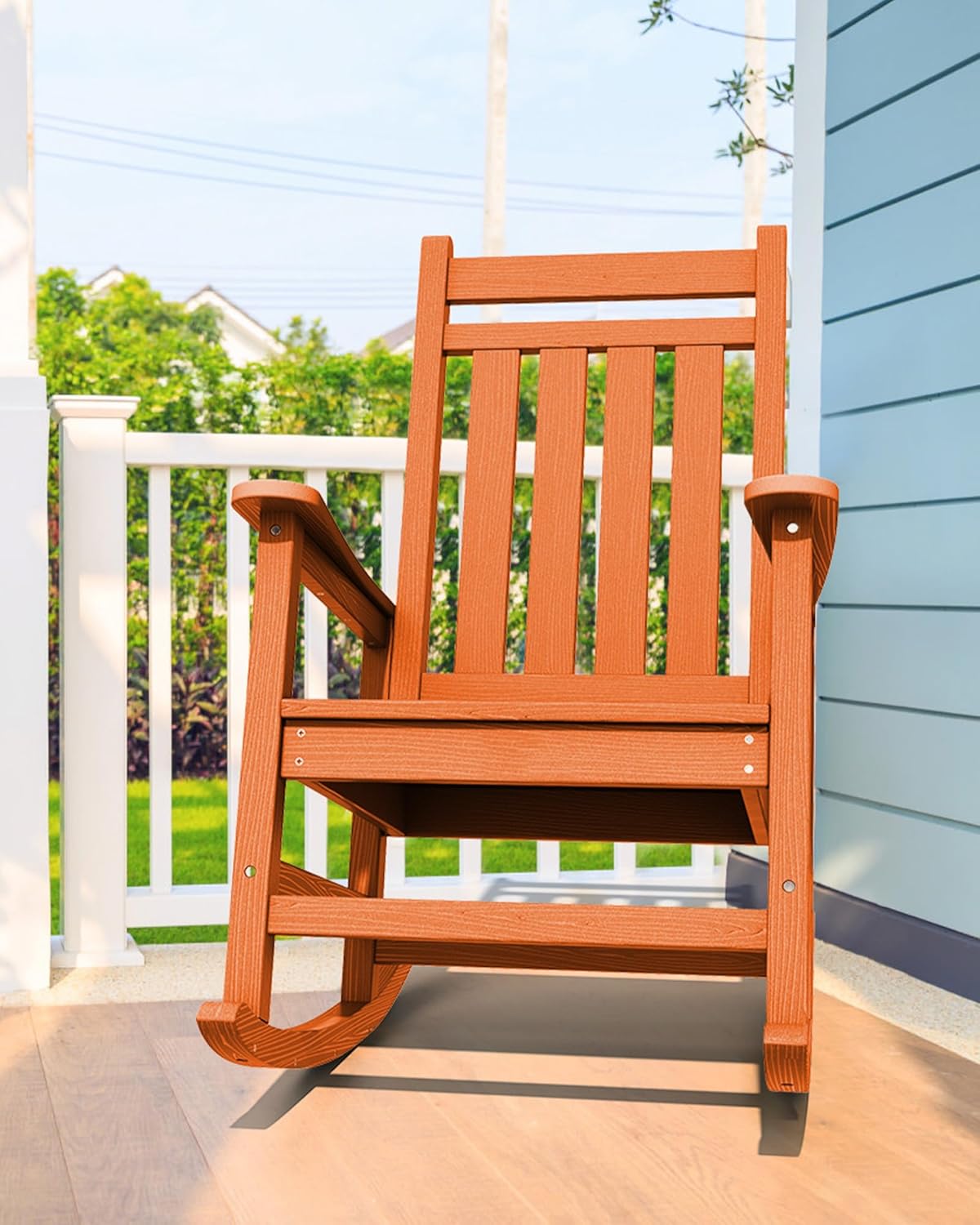 SERWALL Outdoor Rocking Chair Set for Porch (Chair Set of 2, Light Orange)